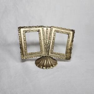 Vintage Florenza Italian Double Photo Frame Open Book Gold